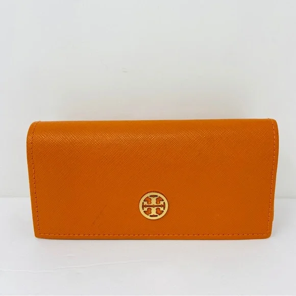 Tory Burch Leather Sunglass Case NWOT Tory Burch Orange w/ Logo Sunglass Eyeglass Case NWOT | eBay main image 2